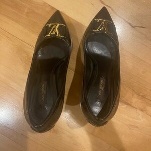 Louis Vuitton Black Heels with Gold Accents